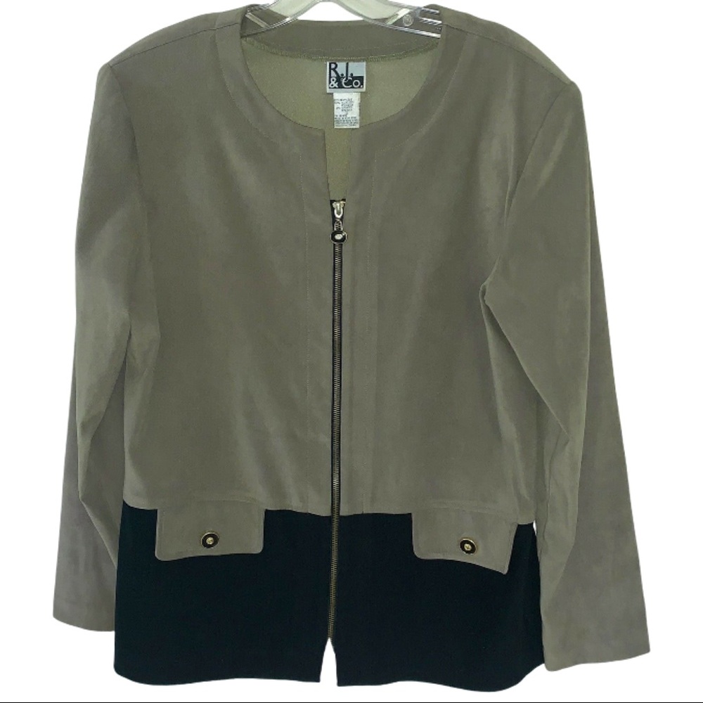 VINTAGE 90s R.J. & Co. Olive Suede Designer Blazer Jacket ~ Women's Medium